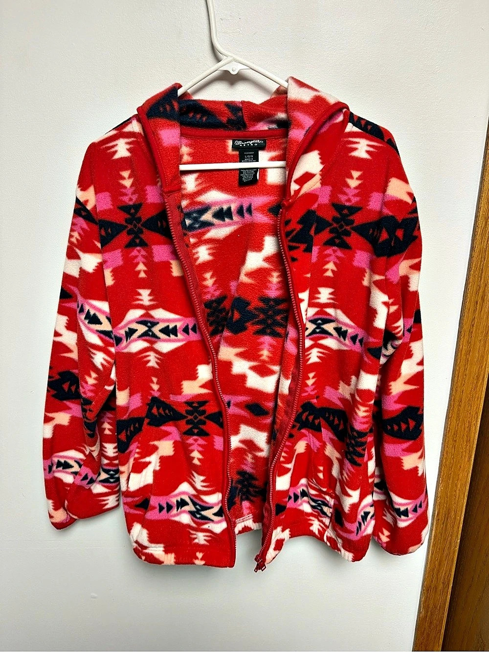 Wrangler Red & Black Geometric Hooded Jacket